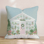 Pink Greenhouse Wreath Throw Pillow - Hillcroft Home