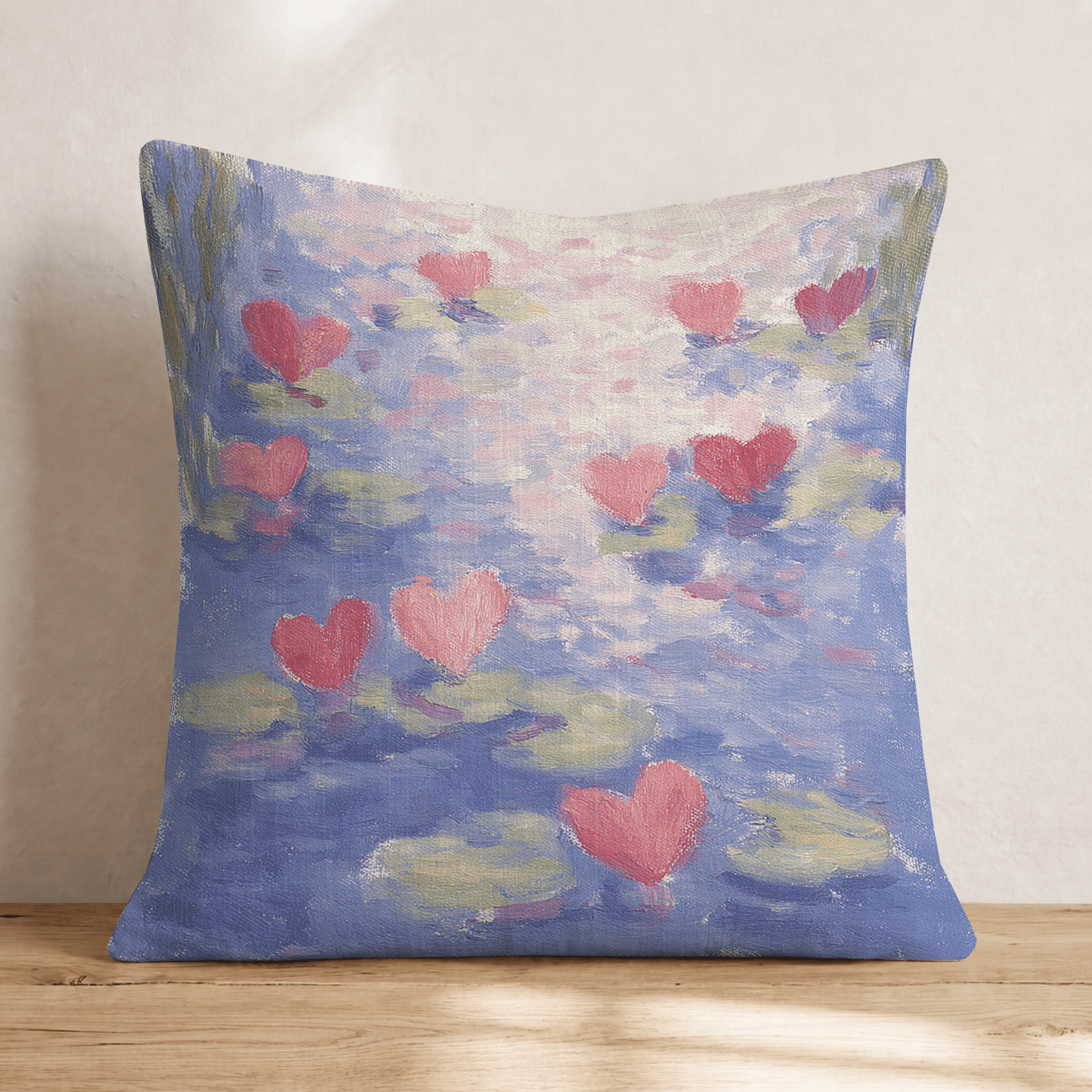 Pink Heart Lilipads Throw Pillow - Hillcroft Home