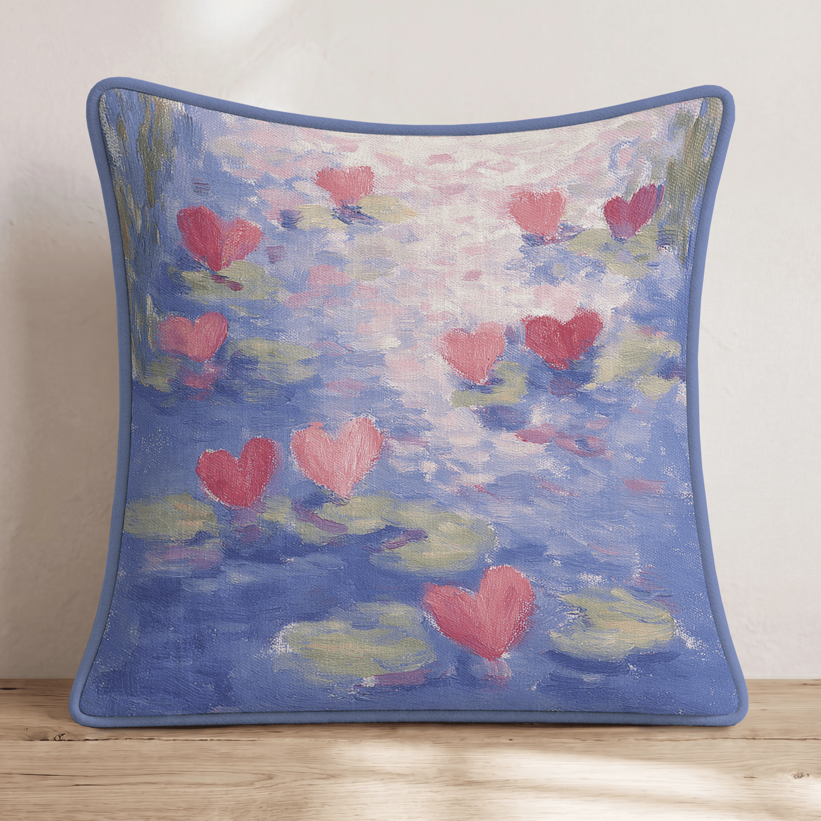 Pink Heart Lilipads Throw Pillow - Hillcroft Home