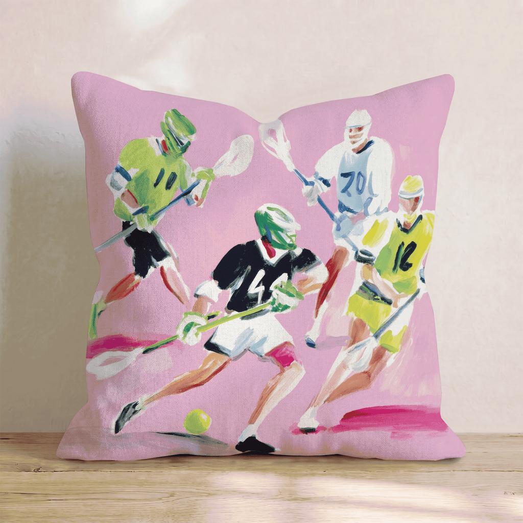 Pink Lacrosse Game Throw Pillow - Hillcroft Home