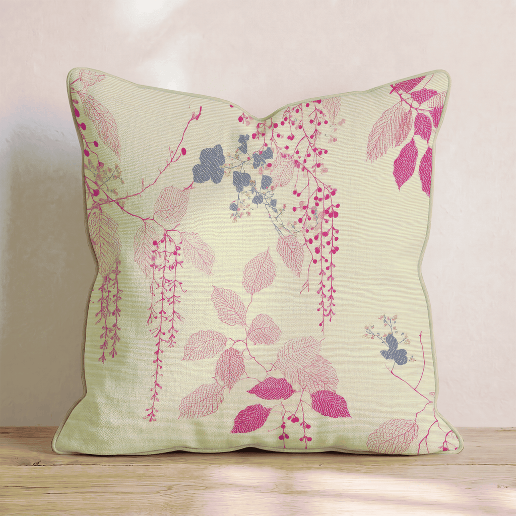 Pink Leaf Berry Drape Throw Pillow - Hillcroft Home