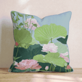 Pink Lotus Garden Throw Pillow - Hillcroft Home