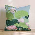 Pink Lotus Garden Throw Pillow - Hillcroft Home