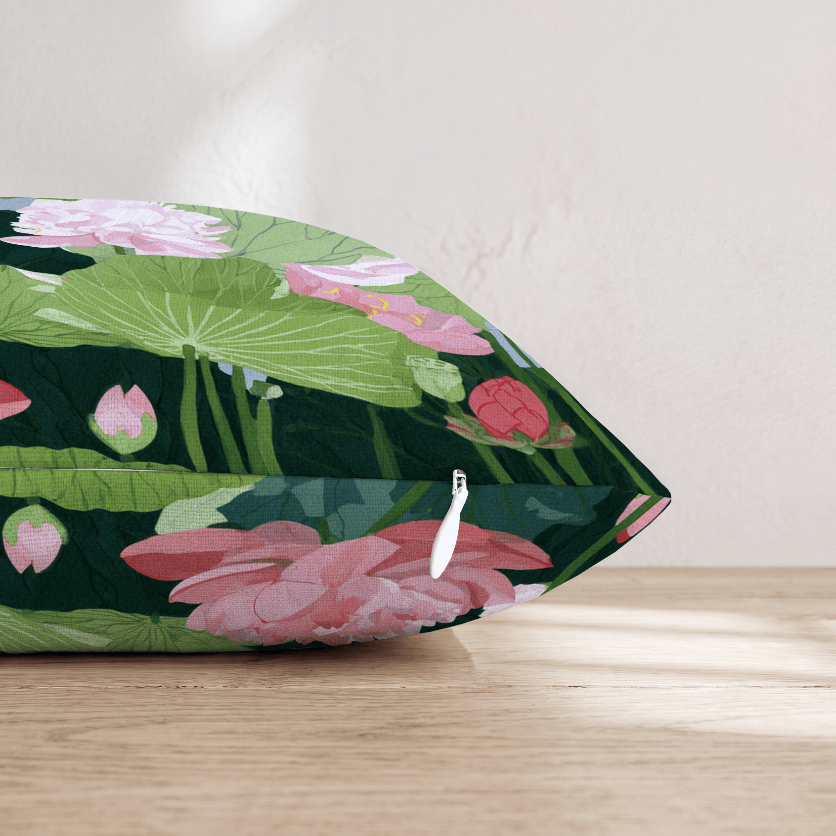 Pink Lotus Garden Throw Pillow - Hillcroft Home