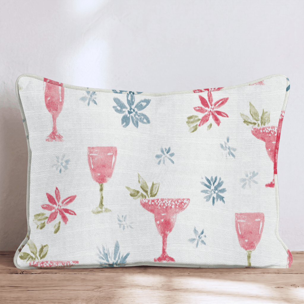 Pink Margarita Cream Throw Pillow - Hillcroft Home