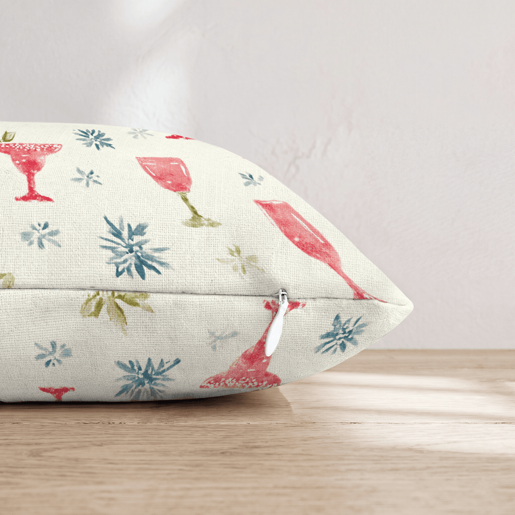Pink Margarita Cream Throw Pillow - Hillcroft Home