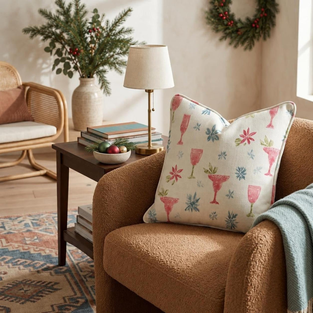 Pink Margarita Cream Throw Pillow throw pillow - Hillcroft Home