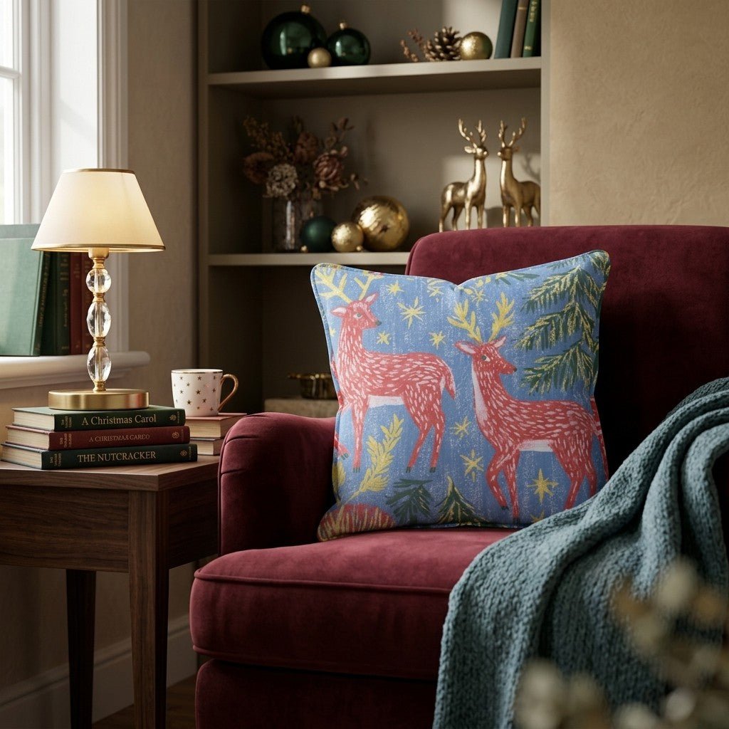 Pink-mas Reindeer Throw Pillow - Hillcroft Home