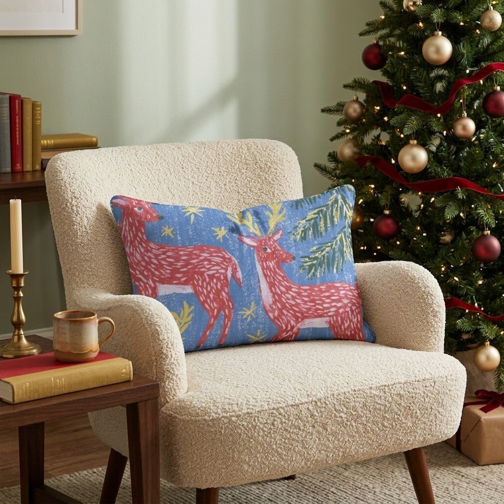 Pink-mas Reindeer Throw Pillow - Hillcroft Home