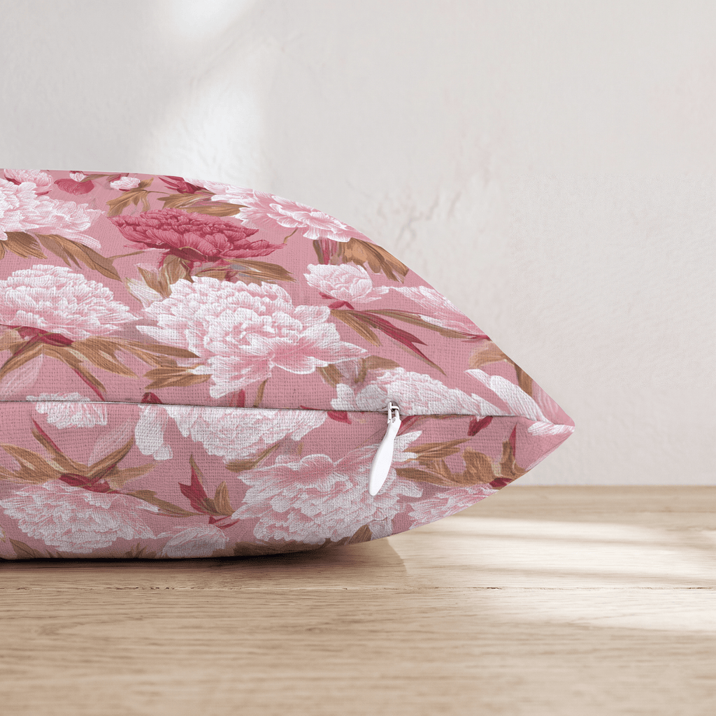 Pink Peony Toss Throw Pillow - Hillcroft Home