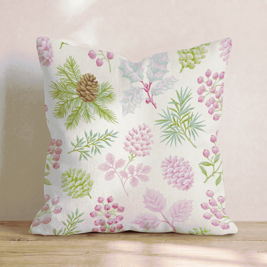 Pink Pinecone Floral Throw Pillow - Hillcroft Home
