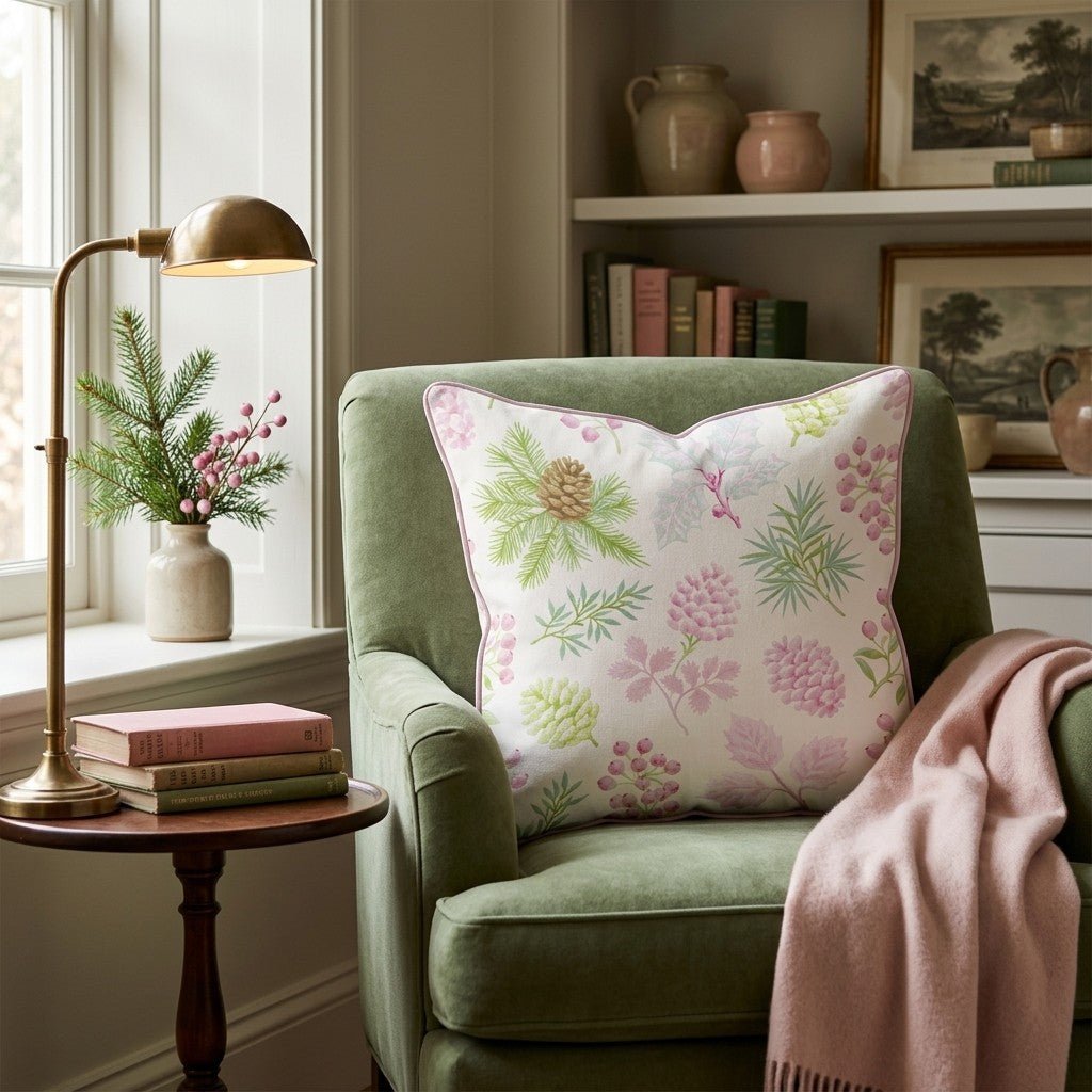 Pink Pinecone Floral Throw Pillow - Hillcroft Home