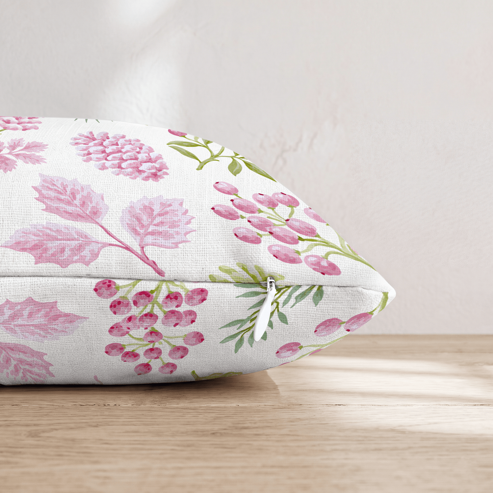 Pink Pinecone Floral Throw Pillow - Hillcroft Home
