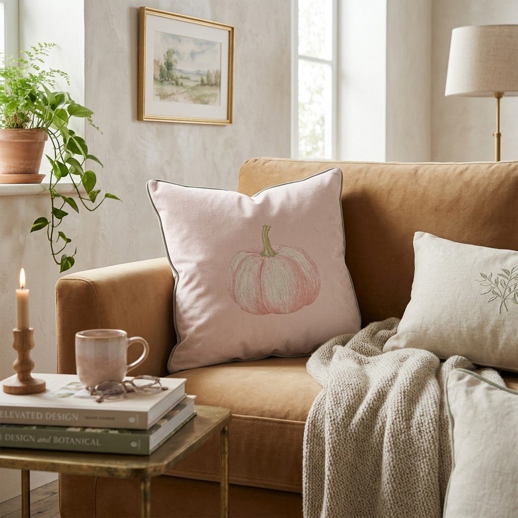 Pink Pumpkin Blush Throw Pillow - Hillcroft Home