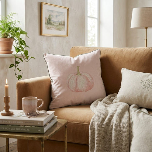 Pink Pumpkin Blush Throw Pillow - Hillcroft Home