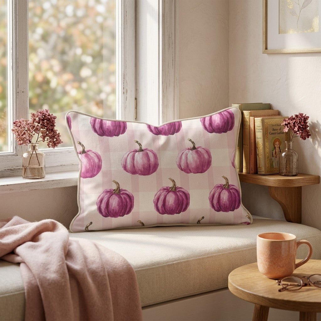 Pink Pumpkins Throw Pillow - Hillcroft Home