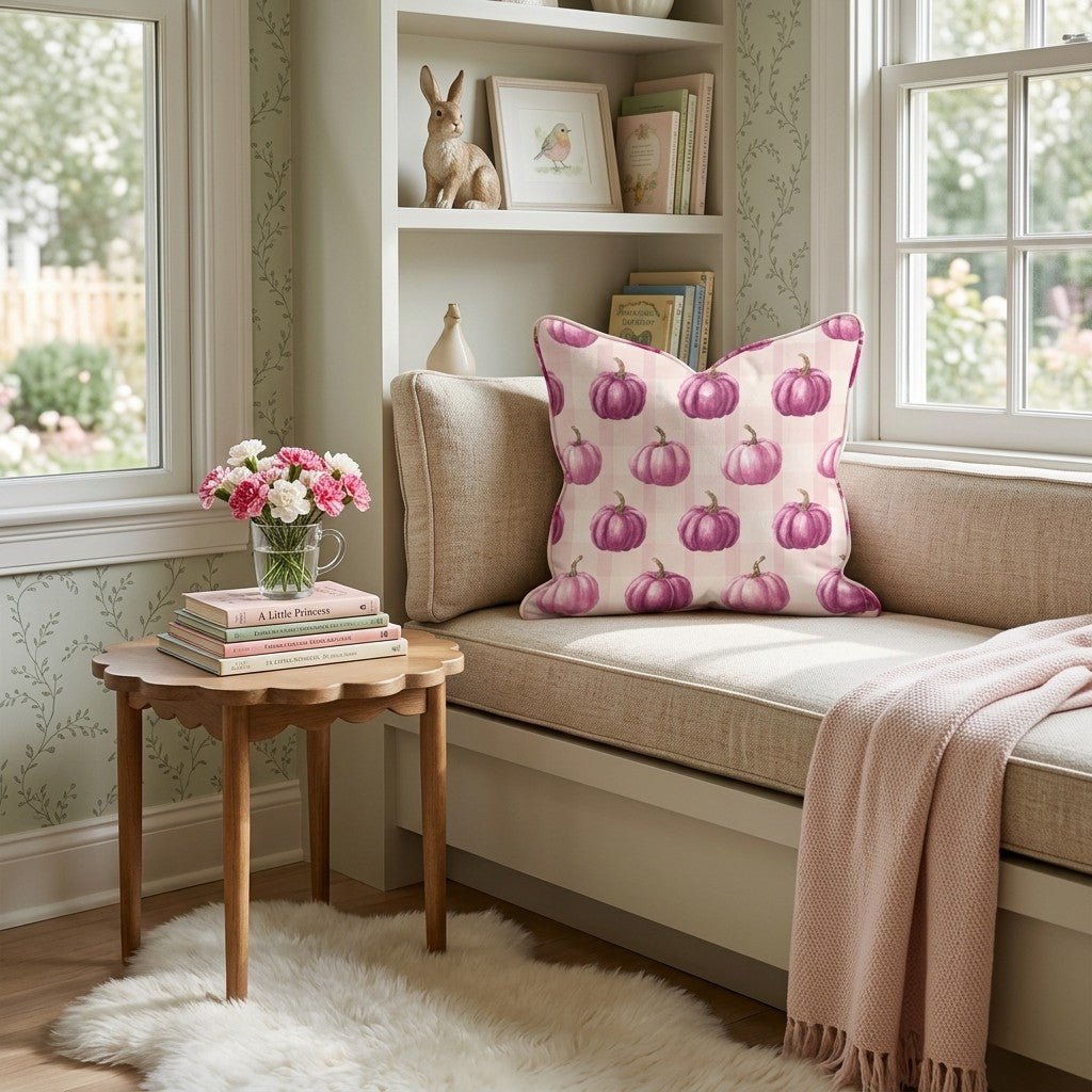 Pink Pumpkins Throw Pillow - Hillcroft Home