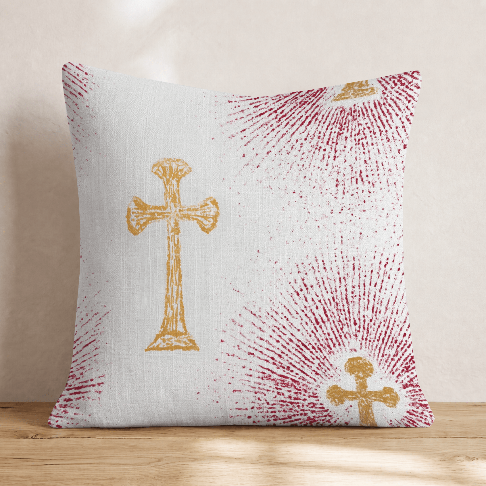 Pink Radiant Cross Throw Pillow - Hillcroft Home