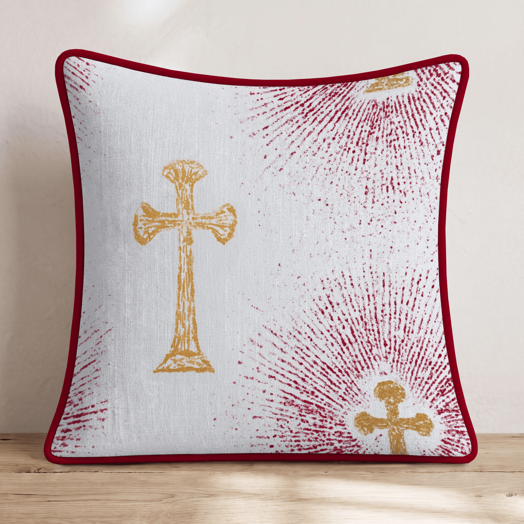 Pink Radiant Cross Throw Pillow - Hillcroft Home