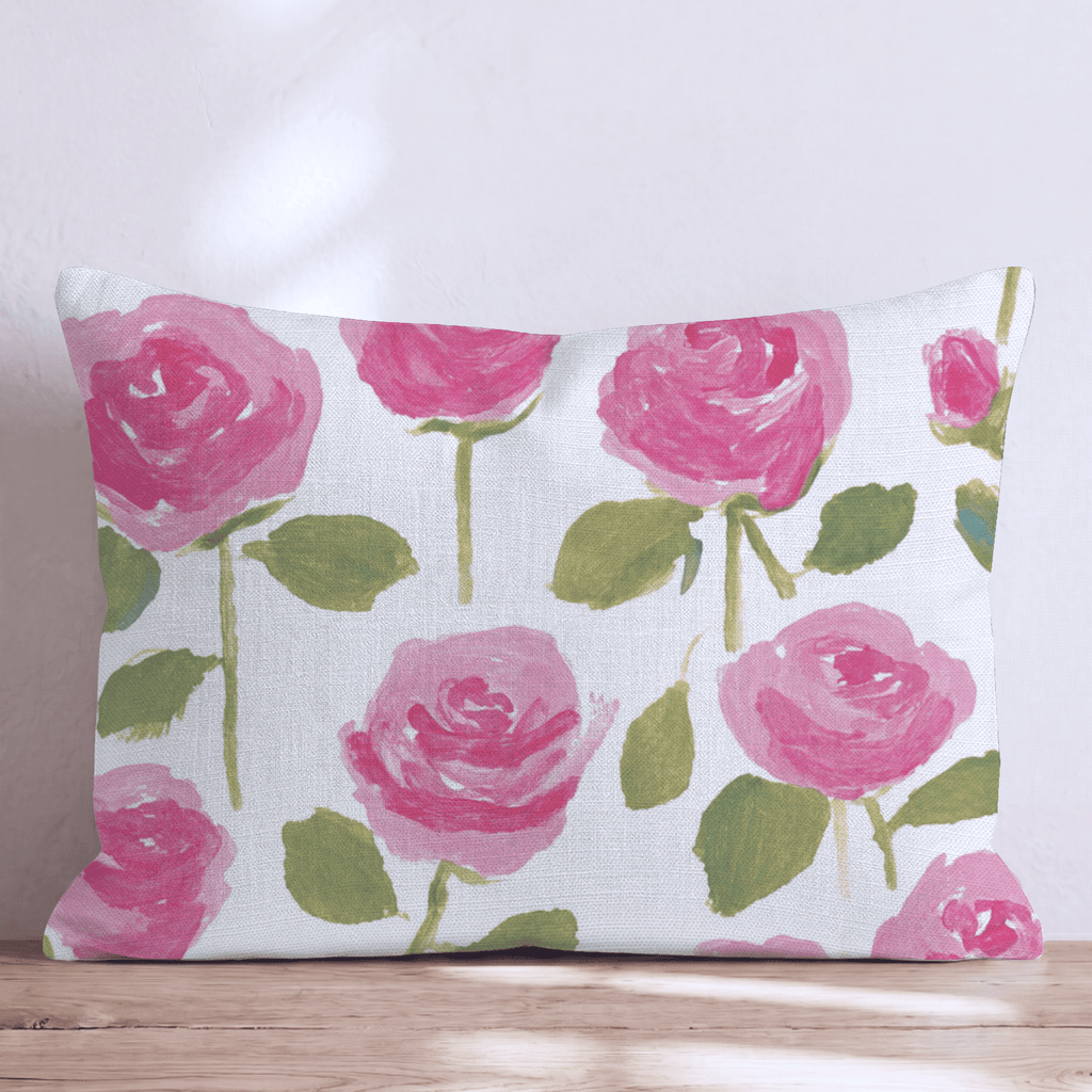 Pink Rose Garden Throw Pillow - Hillcroft Home