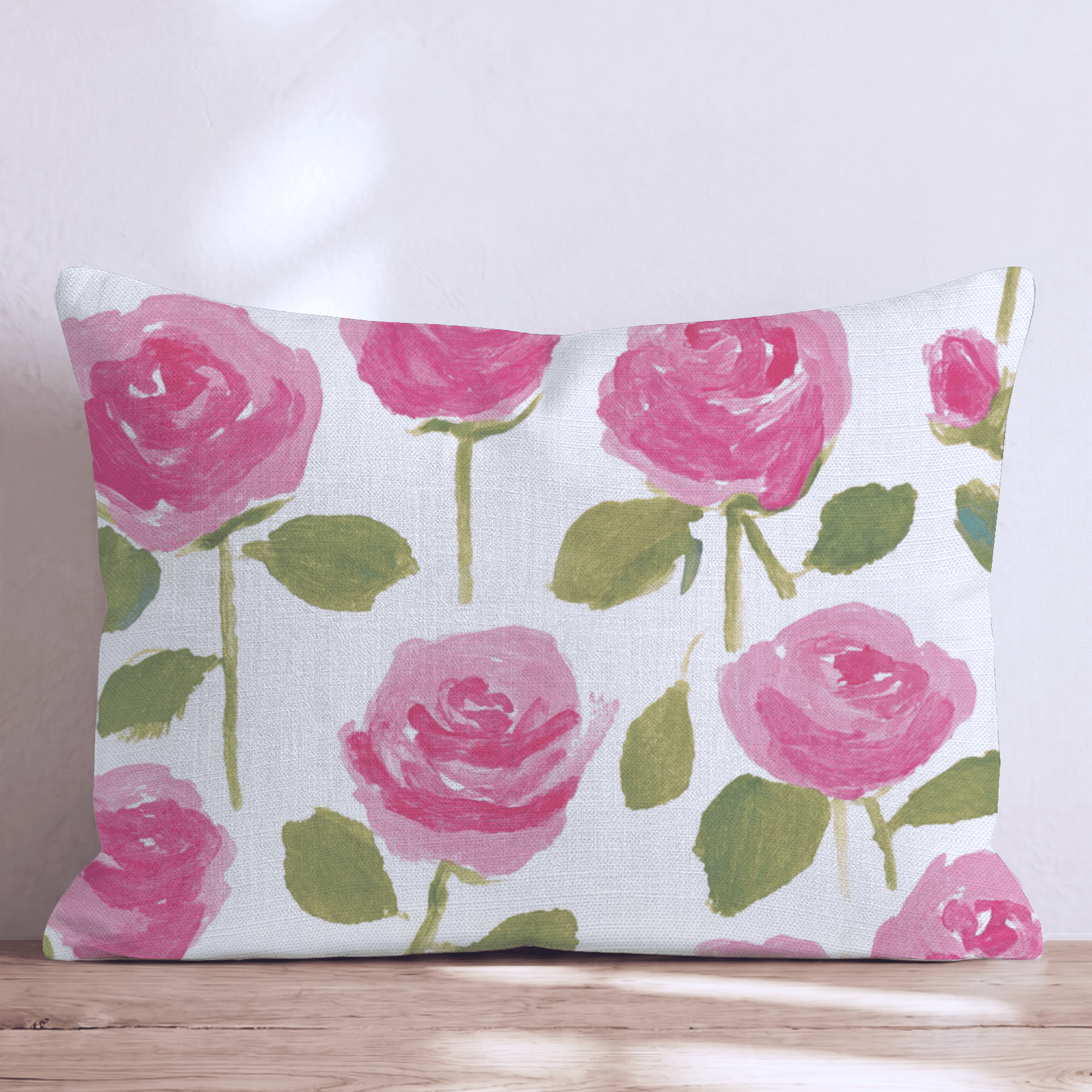 Pink Rose Garden Throw Pillow - Hillcroft Home