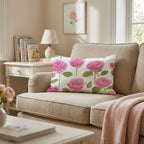 Pink Rose Garden Throw Pillow - Hillcroft Home