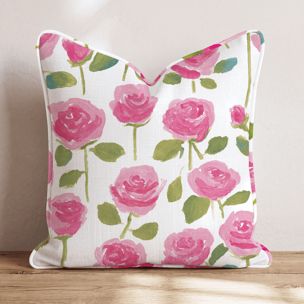 Pink Rose Garden Throw Pillow - Hillcroft Home