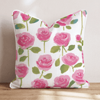 Pink Rose Garden Throw Pillow - Hillcroft Home