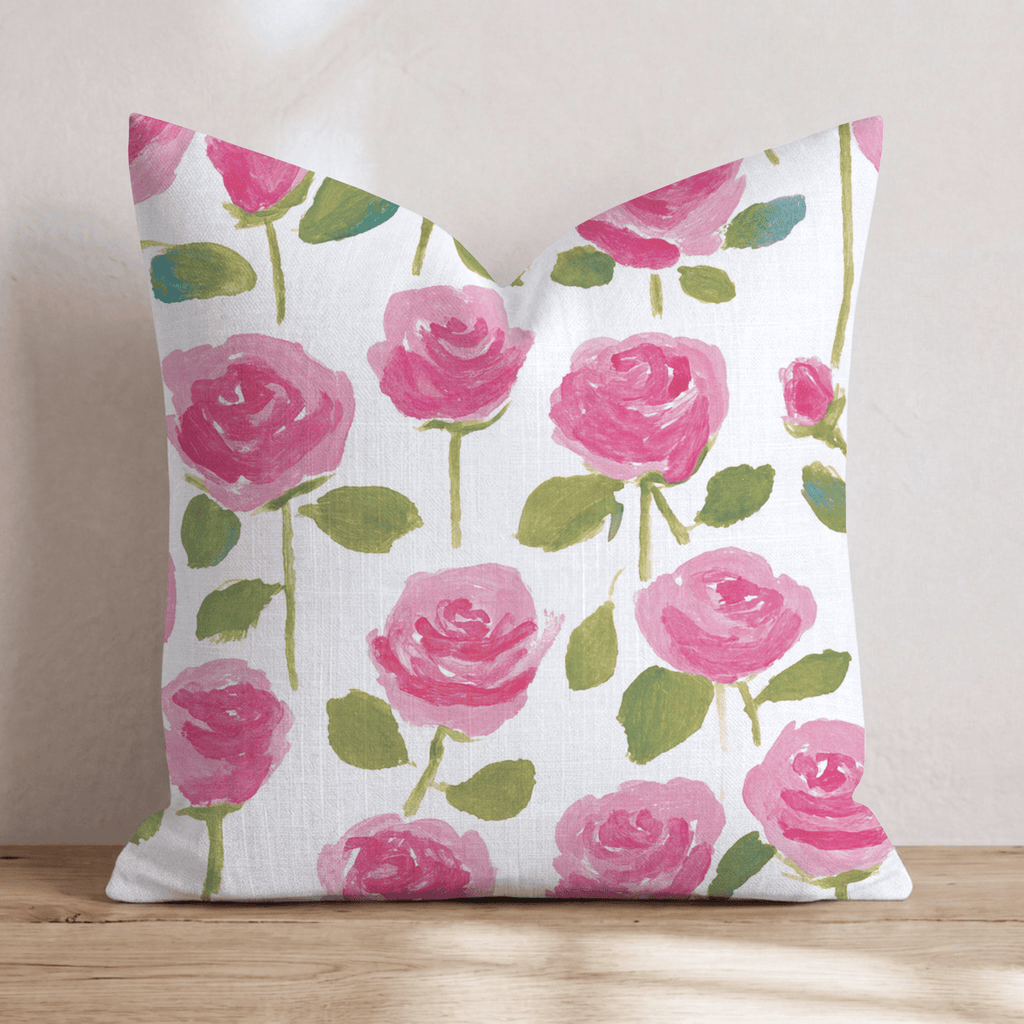 Pink Rose Garden Throw Pillow - Hillcroft Home