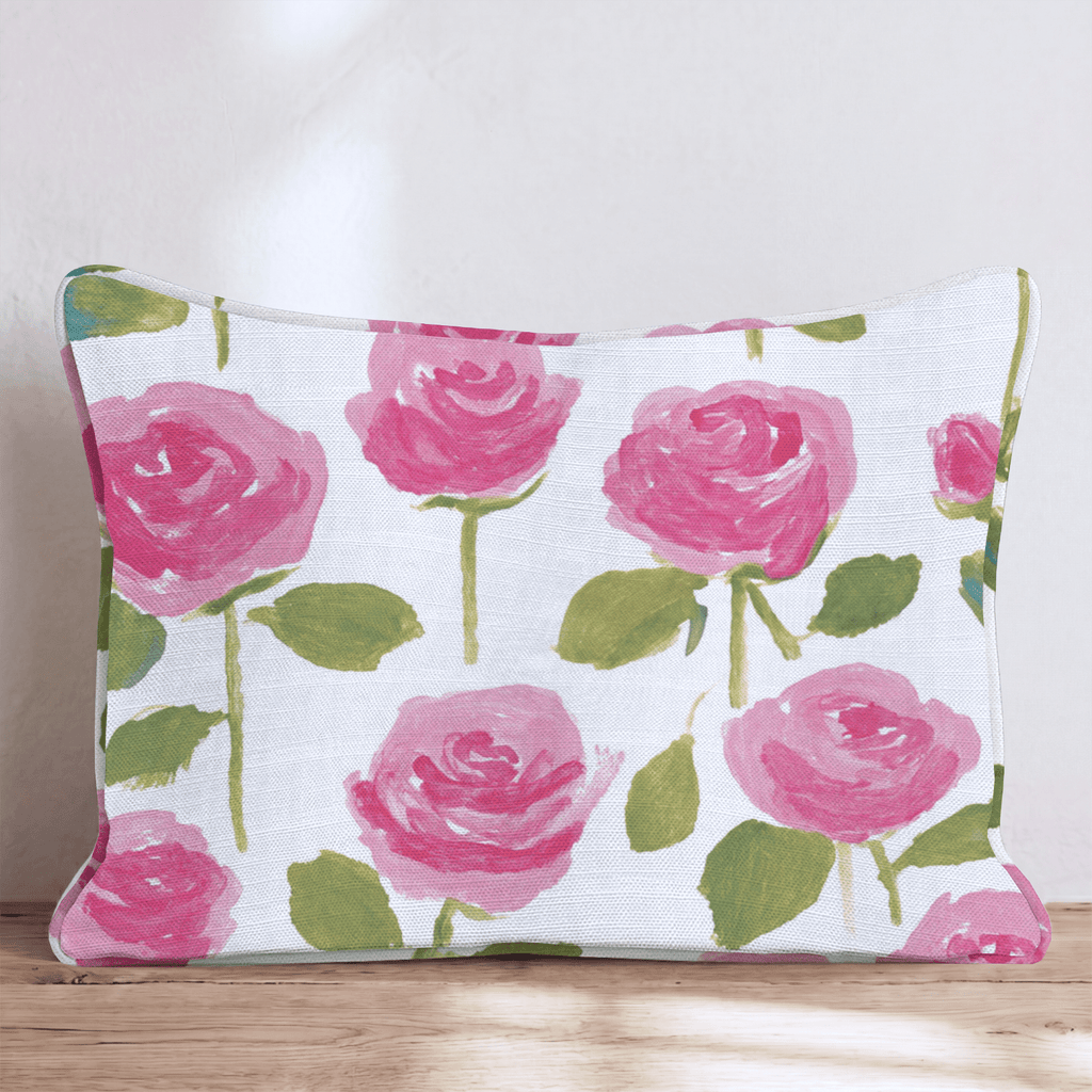 Pink Rose Garden Throw Pillow - Hillcroft Home
