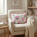 Pink Rosebud Garden Throw Pillow - Hillcroft Home