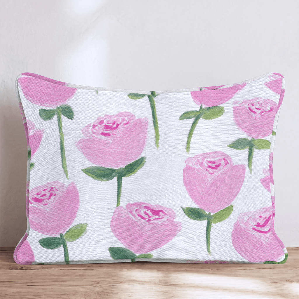 Pink Rosebud Garden Throw Pillow - Hillcroft Home