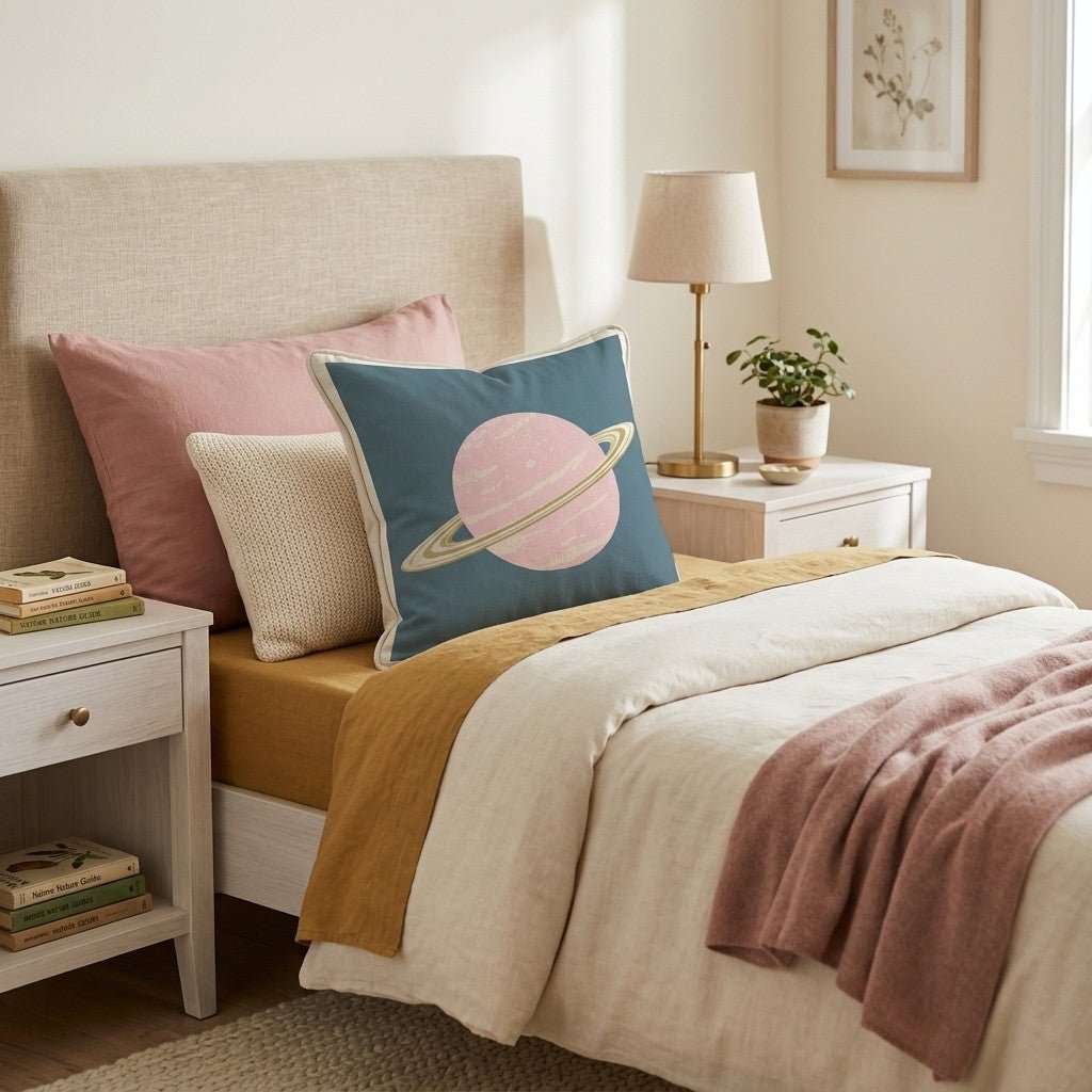 Pink Saturn Throw Pillow - Hillcroft Home