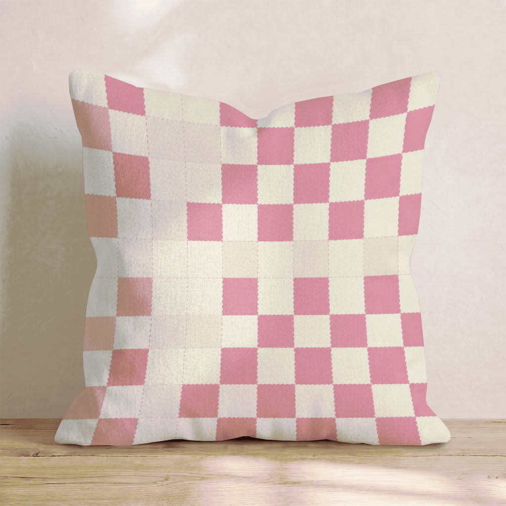 Pink Scallop Check Throw Pillow - Hillcroft Home