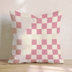 Pink Scallop Check Throw Pillow - Hillcroft Home