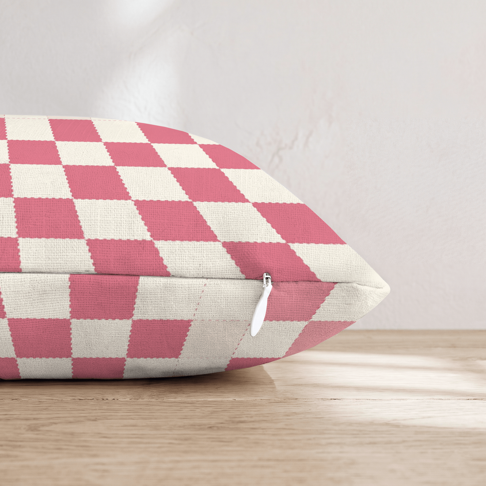 Pink Scallop Check Throw Pillow - Hillcroft Home
