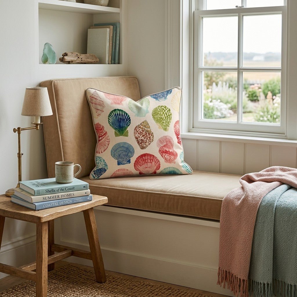 Pink Seashells Throw Pillow - Hillcroft Home