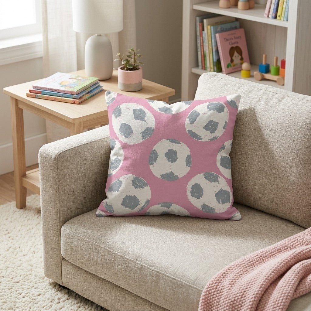 Pink Soccer Throw Pillow - Hillcroft Home