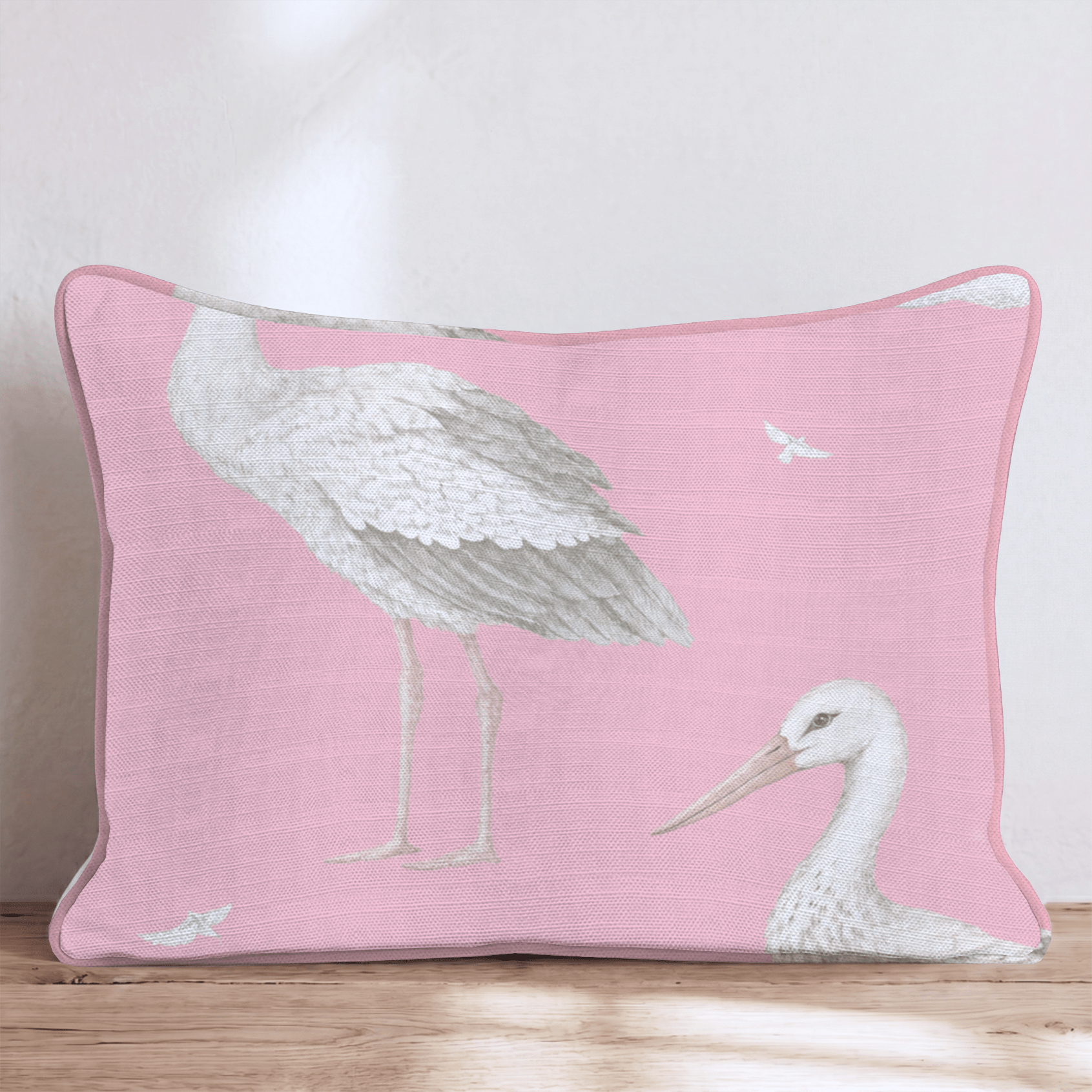 Pink Storks Throw Pillow - Hillcroft Home
