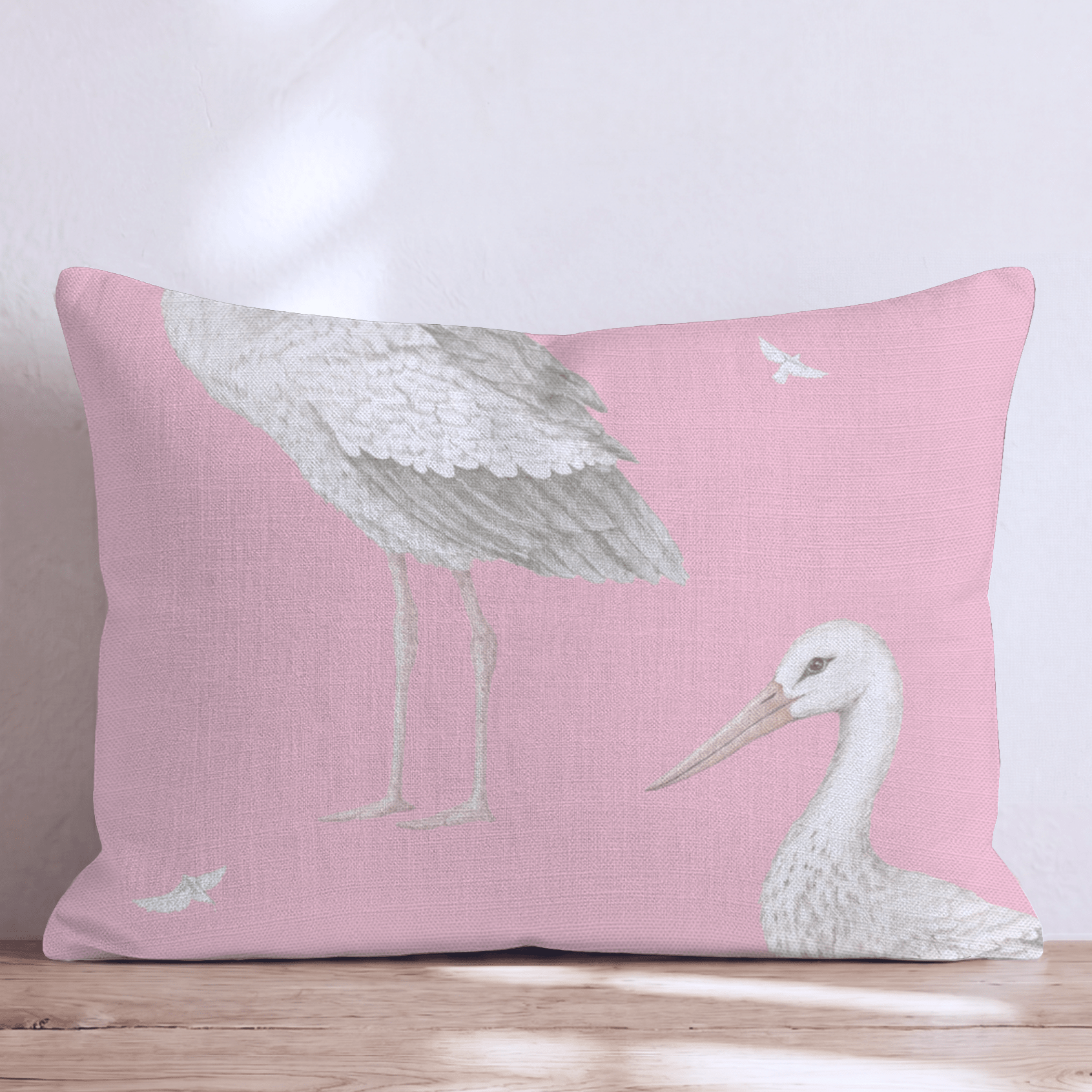 Pink Storks Throw Pillow - Hillcroft Home