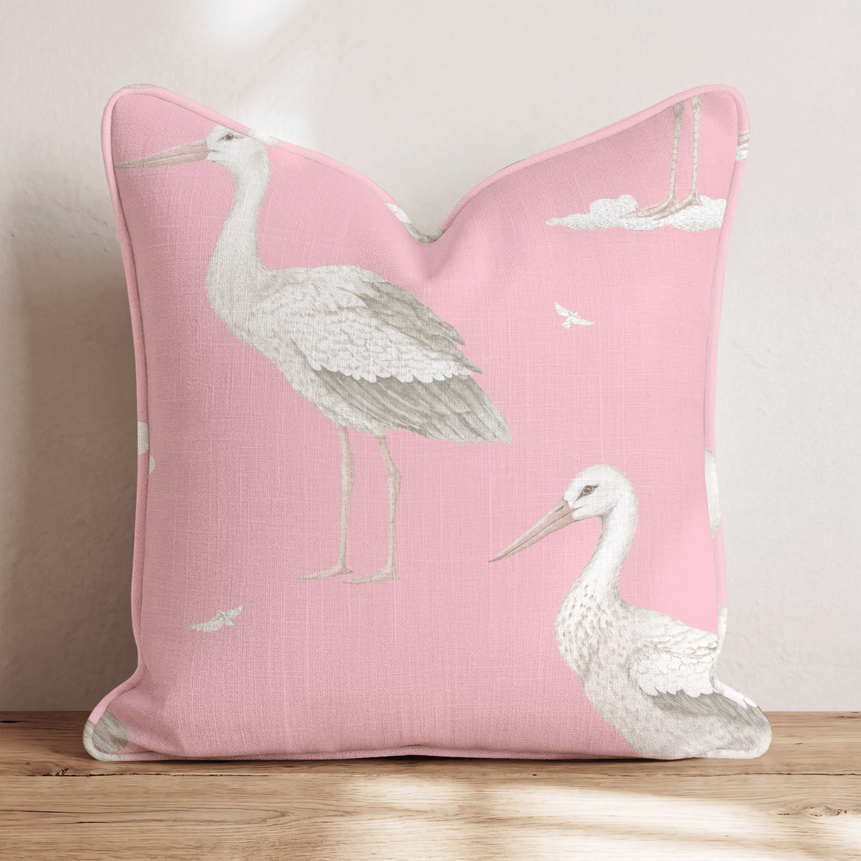Pink Storks Throw Pillow - Hillcroft Home