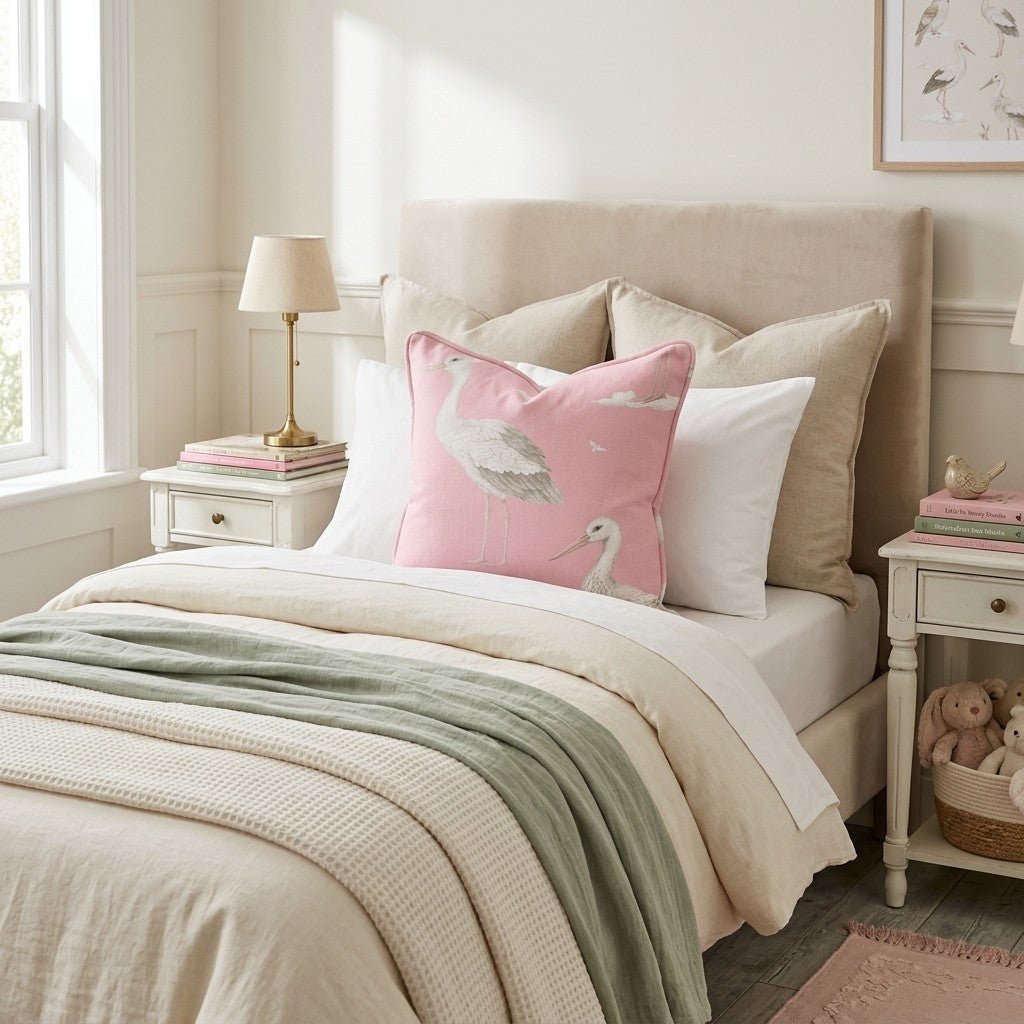 Pink Storks Throw Pillow - Hillcroft Home