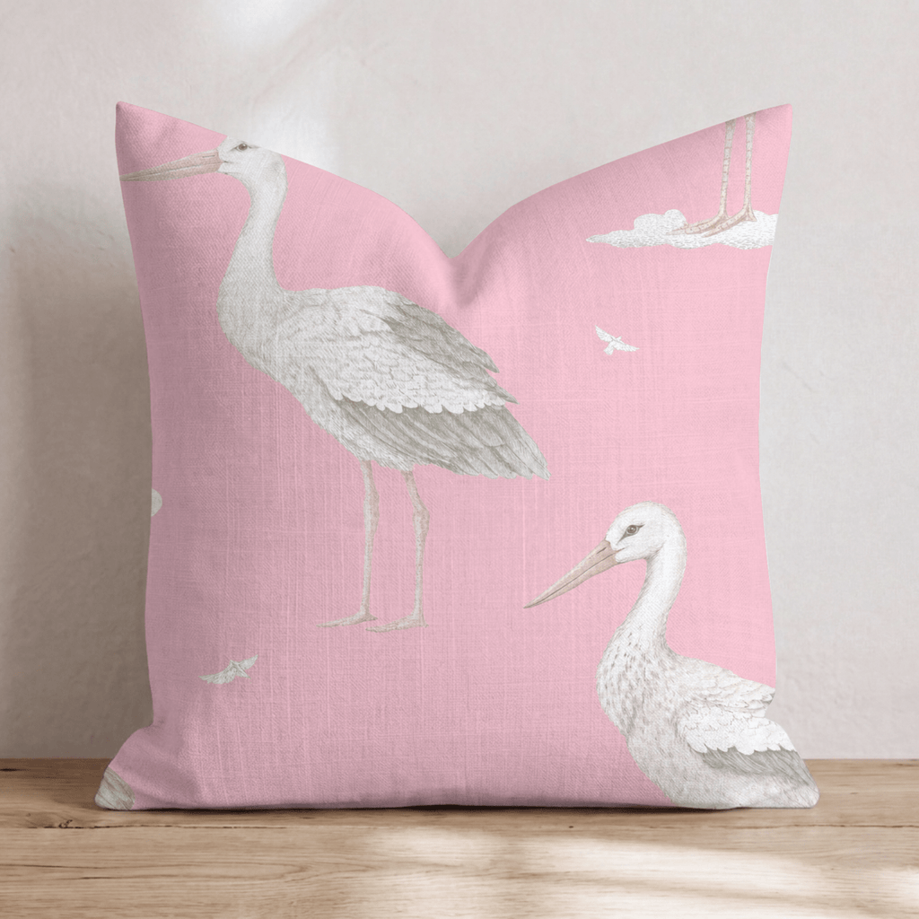Pink Storks Throw Pillow - Hillcroft Home