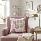 Pink Strawberries Throw Pillow - Hillcroft Home