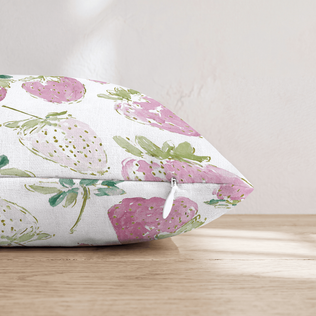Pink Strawberries Throw Pillow - Hillcroft Home