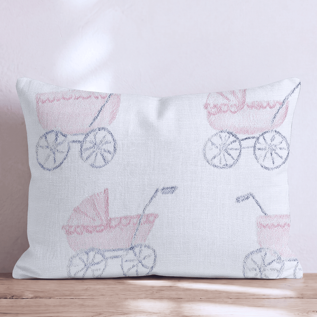Pink Strollers Throw Pillow - Hillcroft Home
