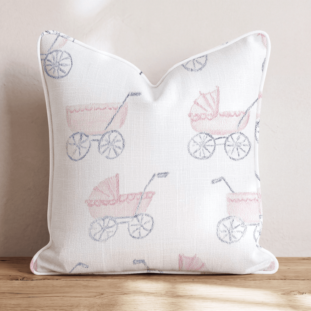 Pink Strollers Throw Pillow - Hillcroft Home