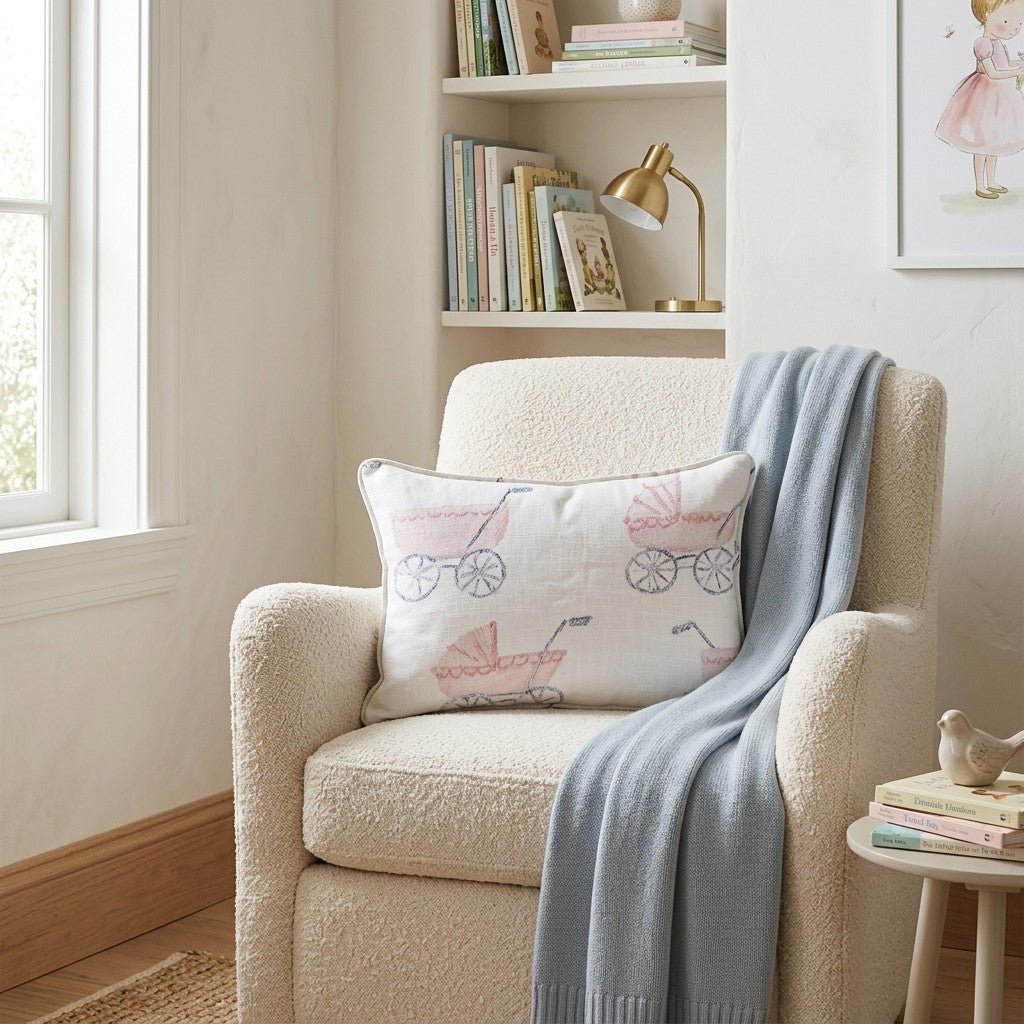 Pink Strollers Throw Pillow - Hillcroft Home