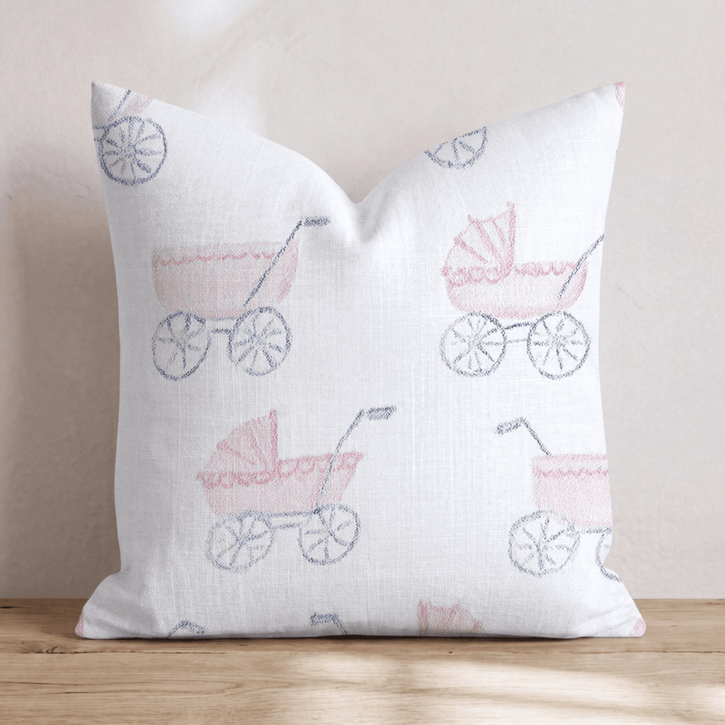 Pink Strollers Throw Pillow - Hillcroft Home