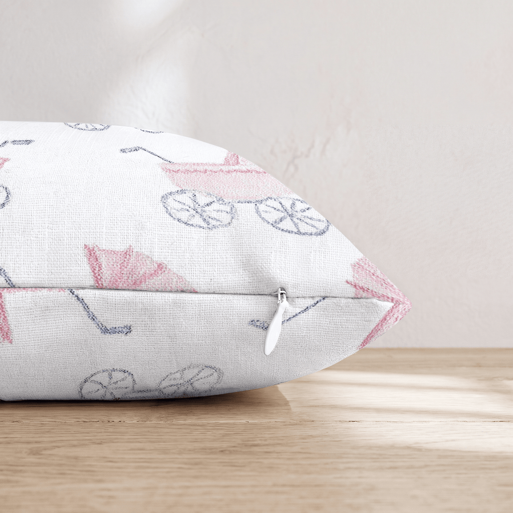 Pink Strollers Throw Pillow - Hillcroft Home